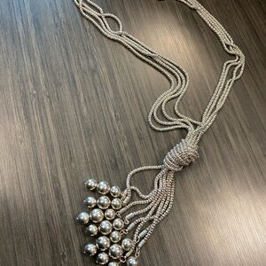 Silver Beaded Necklace W/ Earrings